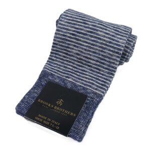 Brooks Brothers Men's Thin Stripe Dress Socks Wool Blend Denim Blue Italy OS